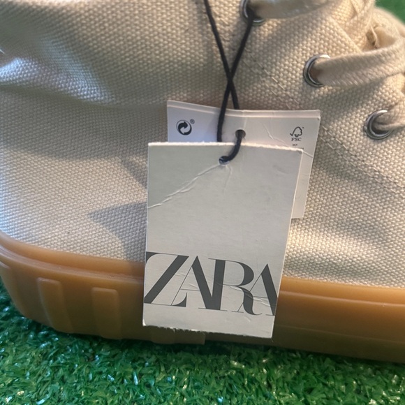 ZARA | Women's White Canvas Sneakers cream Sz 40 - Picture 6 of 7
